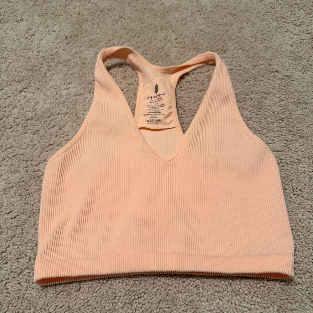 Free People Peach Ribbed Sports Bra